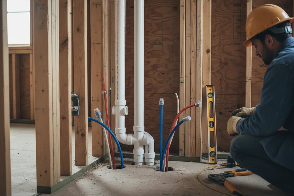 Drain and supply rough-in during Leak Detection in Highland